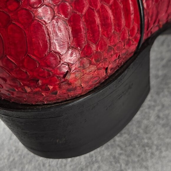 Nocona Python Boots Mens 9 D Cherry Red Black Snakeskin Western Cowboy Rodeo main image 14